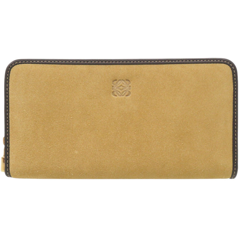 未使用 ロエベ アナグラム スウェード ベージュ 長財布 0649【中古】LOEWE