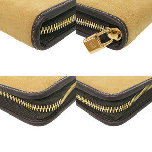 未使用 ロエベ アナグラム スウェード ベージュ 長財布 0649【中古】LOEWE