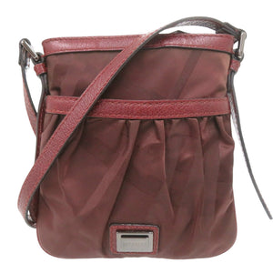 美品 バーバリー
 チェック柄 ショルダーバッグ
 ナイロン/レザー ボルドー 0652
【中古】BURBERRY レディース