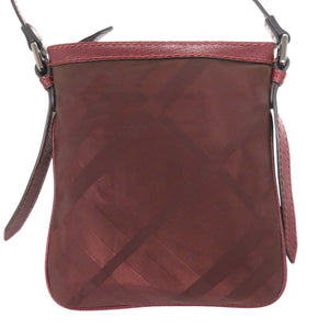 美品 バーバリー
 チェック柄 ショルダーバッグ
 ナイロン/レザー ボルドー 0652
【中古】BURBERRY レディース