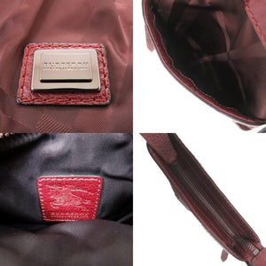美品 バーバリー
 チェック柄 ショルダーバッグ
 ナイロン/レザー ボルドー 0652
【中古】BURBERRY レディース