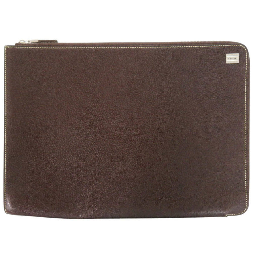 美品 バーバリー ノバチェック レザー ブラウン クラッチバッグ 茶 0653【中古】BURBERRY メンズ