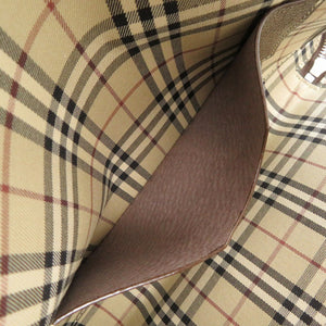 美品 バーバリー ノバチェック レザー ブラウン クラッチバッグ 茶 0653【中古】BURBERRY メンズ