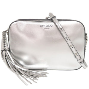 美品 ジミーチュウ ATHINI アティニ カメラバッグ レザー シルバー ショルダーバッグ 0661【中古】JIMMY CHOO