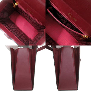 美品 カルティエ マストライン ハンドバッグ レザー ボルドー 0665【中古】CARTIER