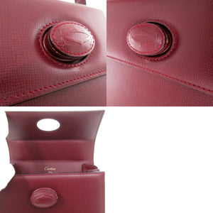美品 カルティエ マストライン ハンドバッグ レザー ボルドー 0665【中古】CARTIER