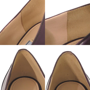 美品 プラダ レースアップウェッジブーティー プラットフォームパンプス サイズ36 1/2 レザー パープル 0674【中古】PRADA