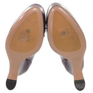 美品 プラダ レースアップウェッジブーティー プラットフォームパンプス サイズ36 1/2 レザー パープル 0674【中古】PRADA