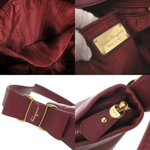 美品 サルヴァトーレフェラガモ ヴァラ レザー ボルドー ワンショルダー ショルダーバッグ 0678【中古】Salvatore Ferragamo