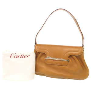 美品 カルティエ パンテール パンサー レザー キャメル ワンショルダー ショルダーバッグ 0686【中古】CARTIER