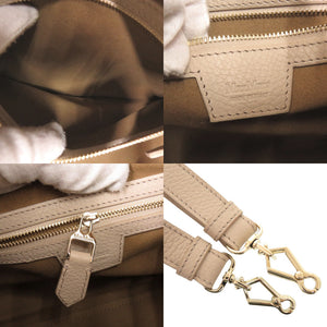 美品 マックスマーラ マリン レザー ベージュ 2WAY ハンドバッグ ショルダーバッグ 0687【中古】MAX MARA