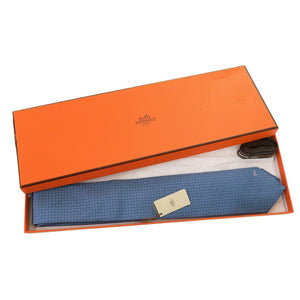 未使用品 エルメス マイヨン オーバーボード 7CM H339439T 03 シルク BLEU MOYEN ネクタイ 青 0691【中古】HERMES メンズ