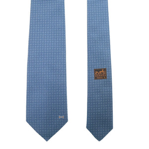 未使用品 エルメス マイヨン オーバーボード 7CM H339439T 03 シルク BLEU MOYEN ネクタイ 青 0691【中古】HERMES メンズ