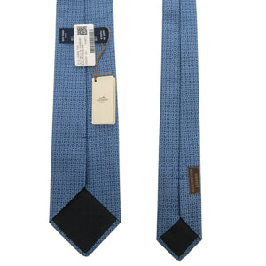 未使用品 エルメス マイヨン オーバーボード 7CM H339439T 03 シルク BLEU MOYEN ネクタイ 青 0691【中古】HERMES メンズ