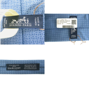 未使用品 エルメス マイヨン オーバーボード 7CM H339439T 03 シルク BLEU MOYEN ネクタイ 青 0691【中古】HERMES メンズ