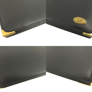 新品同様 ダンヒル レザー ブラック 黒 2つ折り長札入れ 財布 0698【中古】dunhill