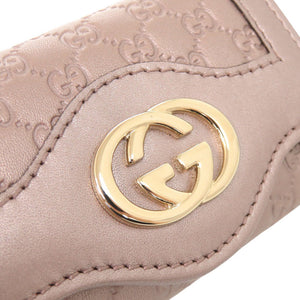 新品同様 グッチ インターロッキングG マイクログッチシマ レザー 282432 メタリックピンク キーケース 0726【中古】GUCCI