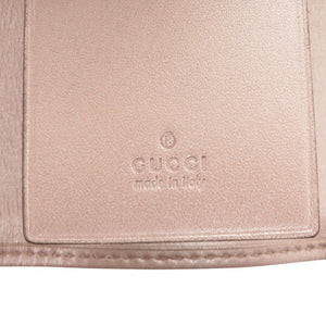 新品同様 グッチ インターロッキングG マイクログッチシマ レザー 282432 メタリックピンク キーケース 0726【中古】GUCCI