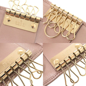新品同様 グッチ インターロッキングG マイクログッチシマ レザー 282432 メタリックピンク キーケース 0726【中古】GUCCI