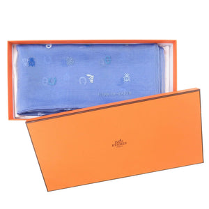 新品同様 エルメス カレ100 マルチチャーム H344141S02 シルクモスリン ブルー スカーフ 青 0729【中古】HERMES