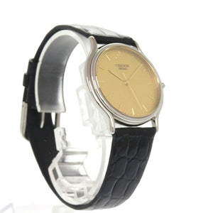 新品同様 セイコー クレドール 8J81-6A30 SS レザー ゴールド クオーツ 腕時計 0746【中古】SEIKO