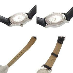 グッチ 5500L SS 型押しレザー シルバー ブラック クオーツ 腕時計 0752【中古】GUCCI