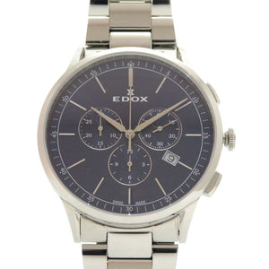 エドックス レ・ヴォベール クロノグラフ 10236 SS ブルー クオーツ 腕時計 青文字盤 0756【中古】EDOX