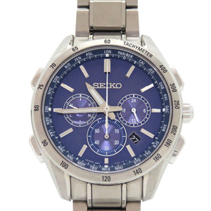 セイコー ブライツ SAGA191 8B92-0AB0 SS ブルー ソーラー電波 腕時計 青文字盤 0768【中古】SEIKO