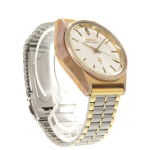セイコー 4840-8041 SS ホワイト ゴールド シルバー クオーツ 腕時計 白文字盤 0775【中古】SEIKO