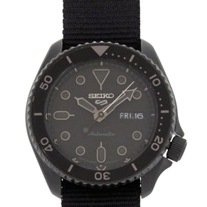 美品 セイコー 5スポーツ SBSA025 4R36-07G0 SS ナイロン ブラック 自動巻き 腕時計 黒文字盤 0782【中古】SEIKO
