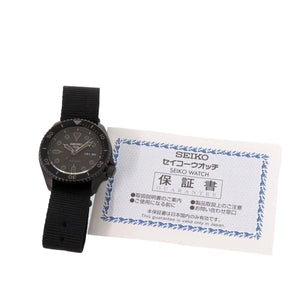 美品 セイコー 5スポーツ SBSA025 4R36-07G0 SS ナイロン ブラック 自動巻き 腕時計 黒文字盤 0782【中古】SEIKO