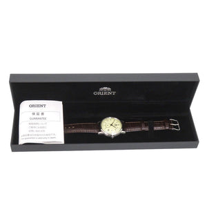 新品同様 オリエント Orient Bambino38 RN-AP0105Y SS レザー アイボリー 自動巻き 腕時計 0787【中古】ORIENT