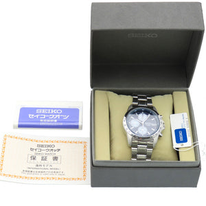 新品同様 セイコー クロノグラフ 7T92-0DW0 クオーツ 腕時計 ステンレススチール ブルー系 0792【中古】SEIKO メンズ