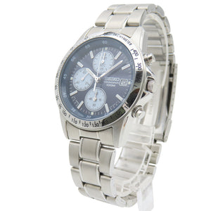 新品同様 セイコー クロノグラフ 7T92-0DW0 クオーツ 腕時計 ステンレススチール ブルー系 0792【中古】SEIKO メンズ