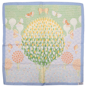 美品 エルメス プチカレ カレ45 Les Ailes Pleines de Joie 歓喜の羽ばたき スカーフ シルク 水色 0925【中古】HERMES