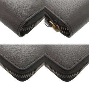未使用 グッチ アニマリエ 523667 レザー ブラック ラウンドファスナー 長財布 黒 0966【中古】GUCCI