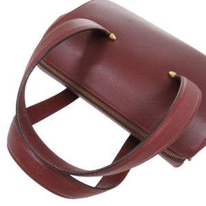 美品 カルティエ ミニボストンバッグ マスト レザー ボルドー ハンドバッグ 赤 1020【中古】CARTIER