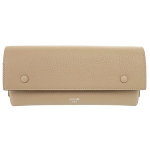 美品 セリーヌ ロゴ レザー ベージュ 眼鏡ケース メガネ入れ 1049【中古】CELINE