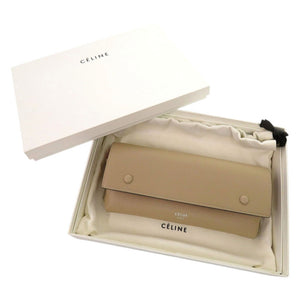 美品 セリーヌ ロゴ レザー ベージュ 眼鏡ケース メガネ入れ 1049【中古】CELINE