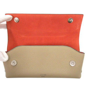 美品 セリーヌ ロゴ レザー ベージュ 眼鏡ケース メガネ入れ 1049【中古】CELINE