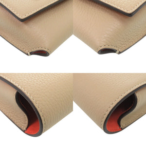 美品 セリーヌ ロゴ レザー ベージュ 眼鏡ケース メガネ入れ 1049【中古】CELINE