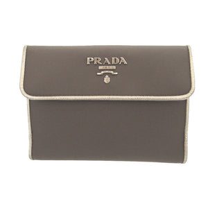 新品同様 プラダ 1M0523 サフィアーノレザー テスート シルバー グレー Wホック財布 財布 1051【中古】PRADA