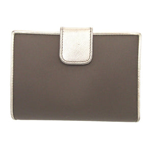 新品同様 プラダ 1M0523 サフィアーノレザー テスート シルバー グレー Wホック財布 財布 1051【中古】PRADA
