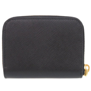 未使用 プラダ サフィアーノ トライアングルロゴチャーム ブラック コインケース 黒 1052【中古】PRADA