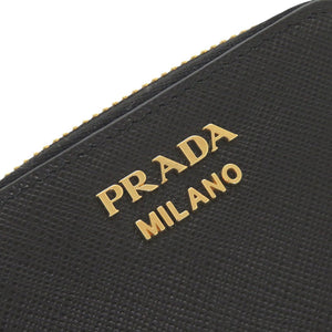 未使用 プラダ サフィアーノ トライアングルロゴチャーム ブラック コインケース 黒 1052【中古】PRADA