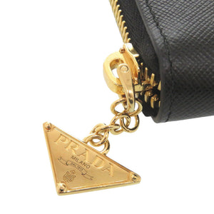 未使用 プラダ サフィアーノ トライアングルロゴチャーム ブラック コインケース 黒 1052【中古】PRADA