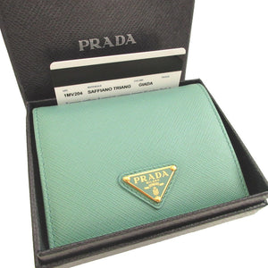 未使用 プラダ 1MV204 サフィアーノレザー GIADA 緑 2つ折り財布 財布 1053【中古】PRADA
