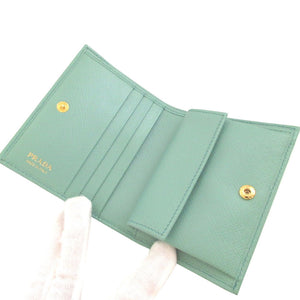 未使用 プラダ 1MV204 サフィアーノレザー GIADA 緑 2つ折り財布 財布 1053【中古】PRADA