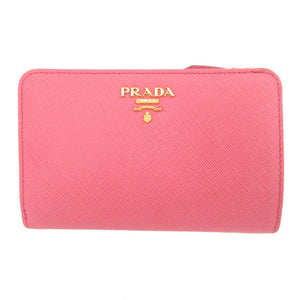 新品同様 プラダ 1ML225 サフィアーノレザー ピンク 2つ折り財布 財布 1054【中古】PRADA