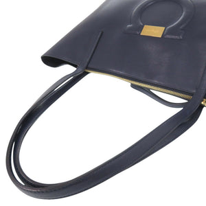 美品 サルヴァトーレフェラガモ ガンチーニ レザー ネイビー トートバッグ 1065【中古】Salvatore Ferragamo
